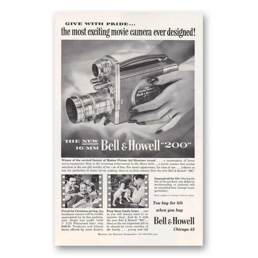 1952 Bell & Howell Movie Camera Most Exciting Movie Camera Ever Designed Vintage Magazine Print Ad