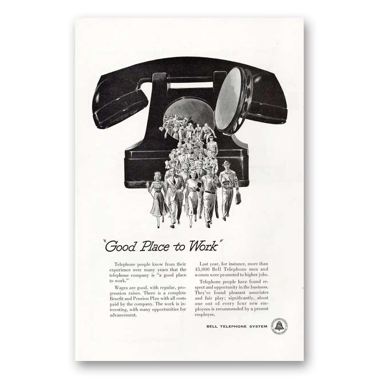 1952 Bell Telephone Good Place to Work Vintage Magazine Print Ad