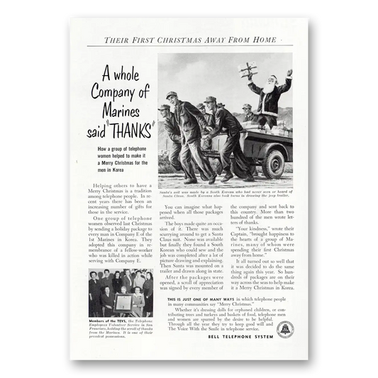 1952 Bell Telephone Whole Company of Marines Said Thanks Vintage Magazine Print Ad