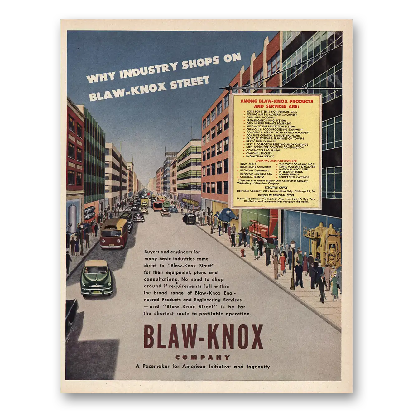 1952 Blaw Knox Company Industry Shops On Blaw Knox Street Vintage Magazine Print Ad