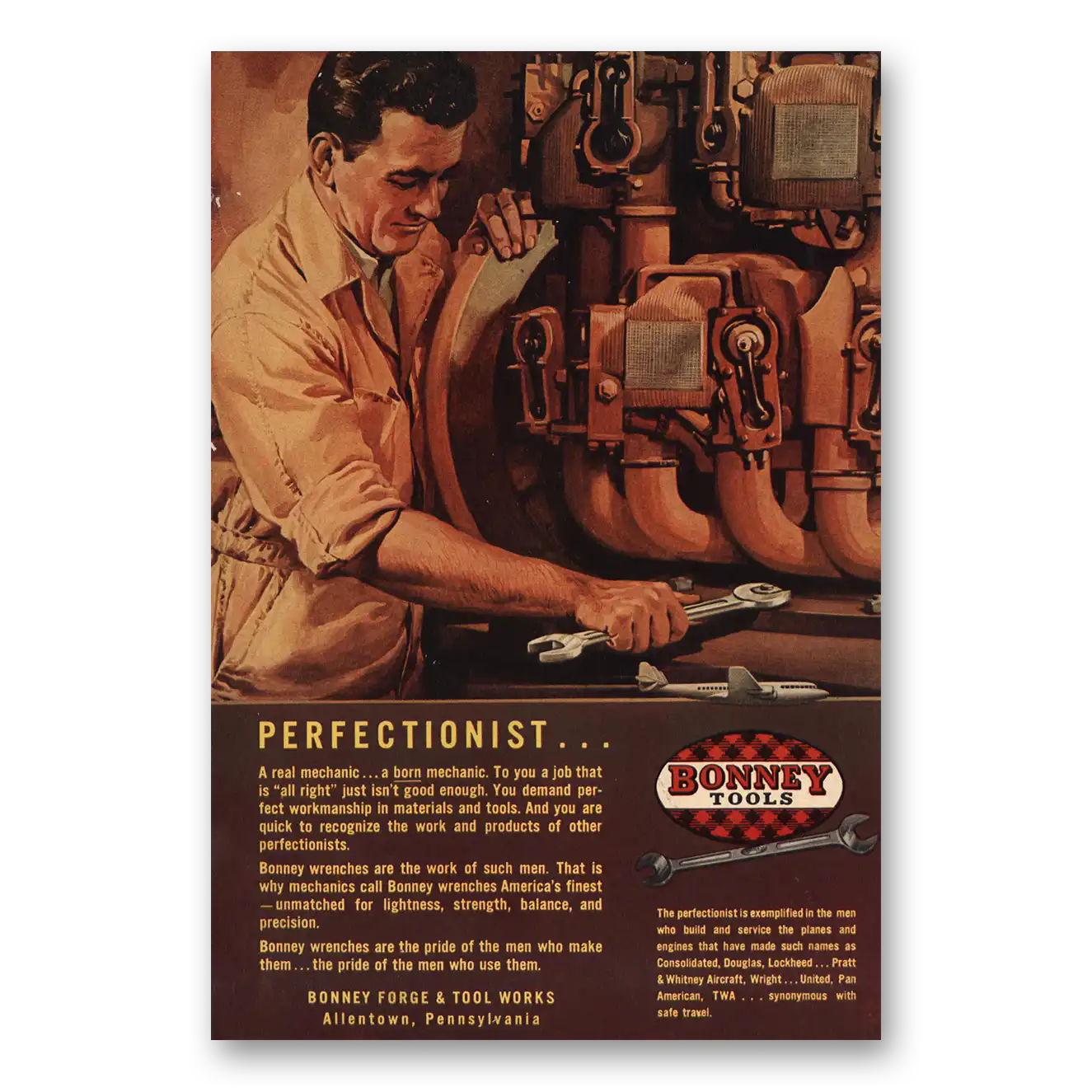 1952 Bonney Tools Perfectionist Vintage Magazine Print Ad