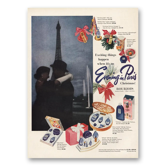 1952 Evening In Paris Perfume Exciting Things Happen Vintage Magazine Print Ad