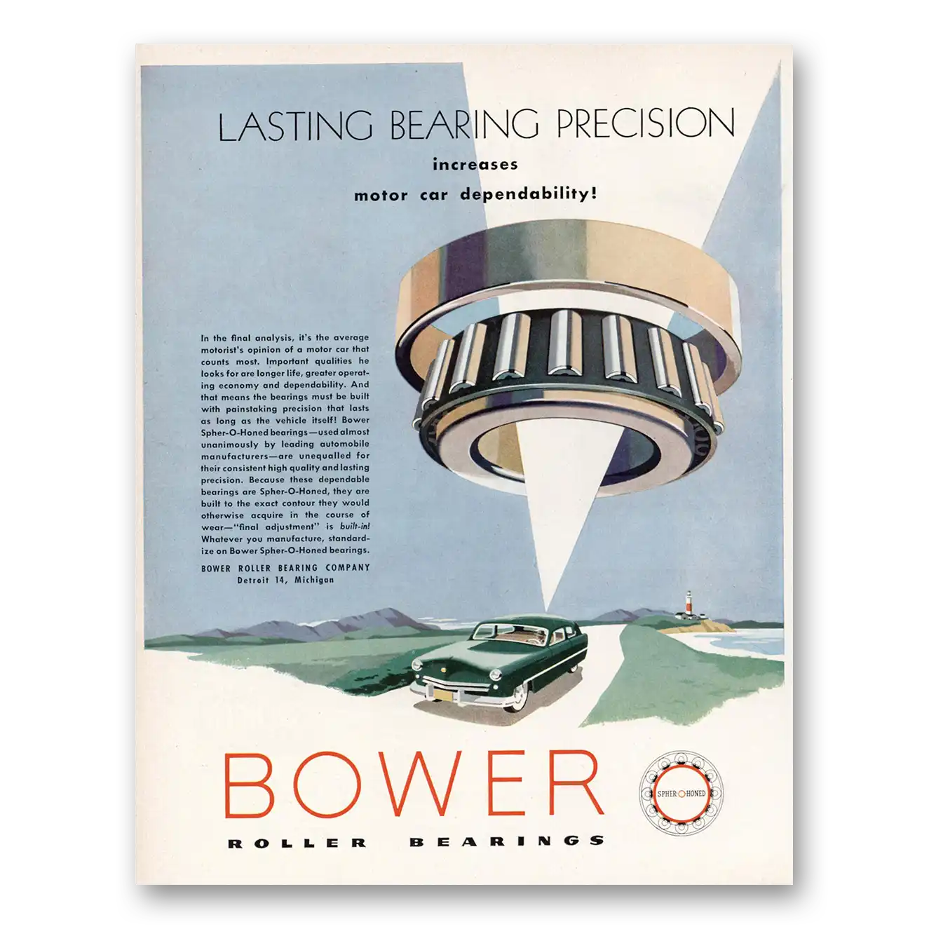 1952 Bower Roller Bearings Lasting Bearing Precision Vintage Magazine Print Ad