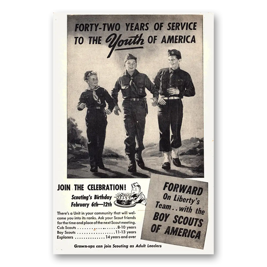 1952 Boy Scouts of America Forty Two Years of Service Vintage Magazine Print Ad