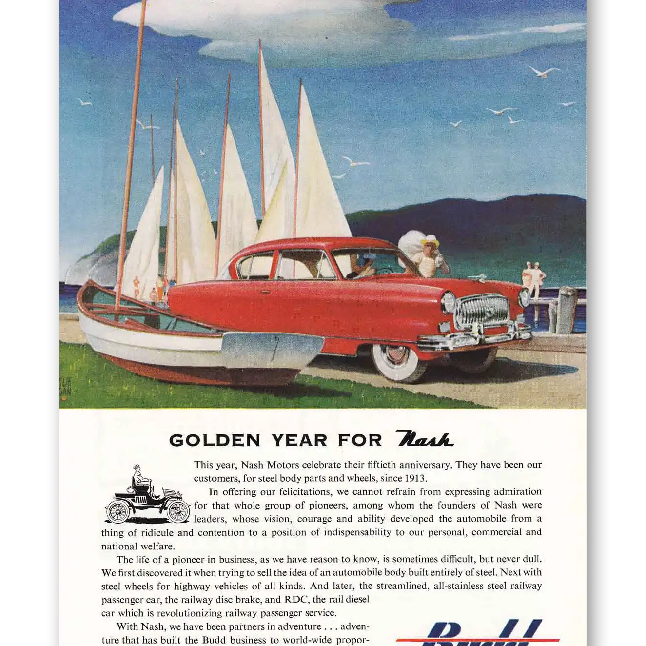 1952 Budd Golden Year for Nash Ragan Vintage Magazine Print Ad