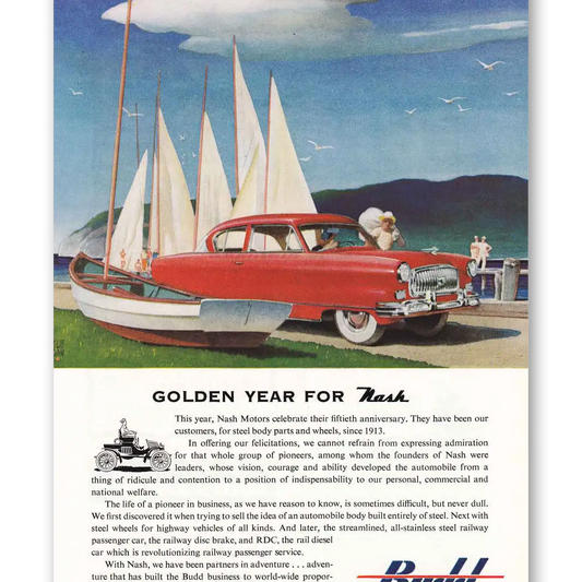 1952 Budd Golden Year for Nash Ragan Vintage Magazine Print Ad