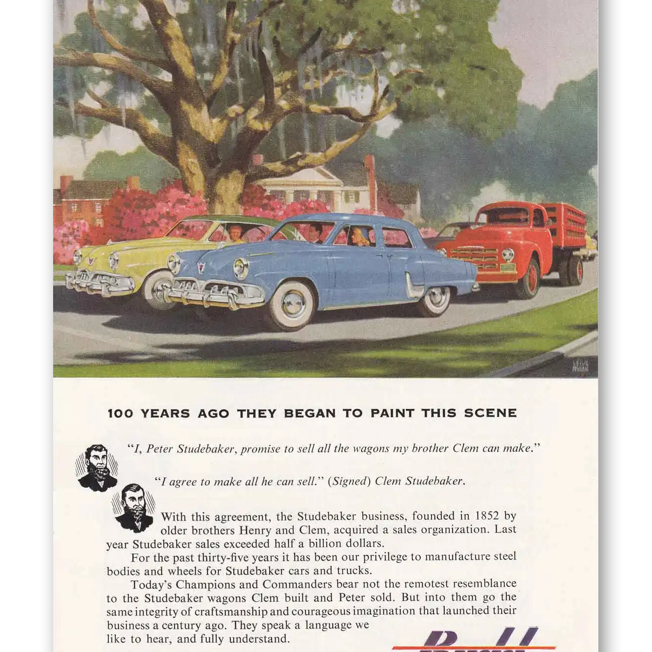 1952 Budd 100 Years Ago They Began to Paint Vintage Magazine Print Ad