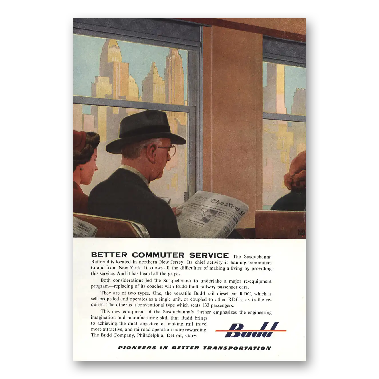 1964 Budd Better Commuter Service Vintage Magazine Print Ad