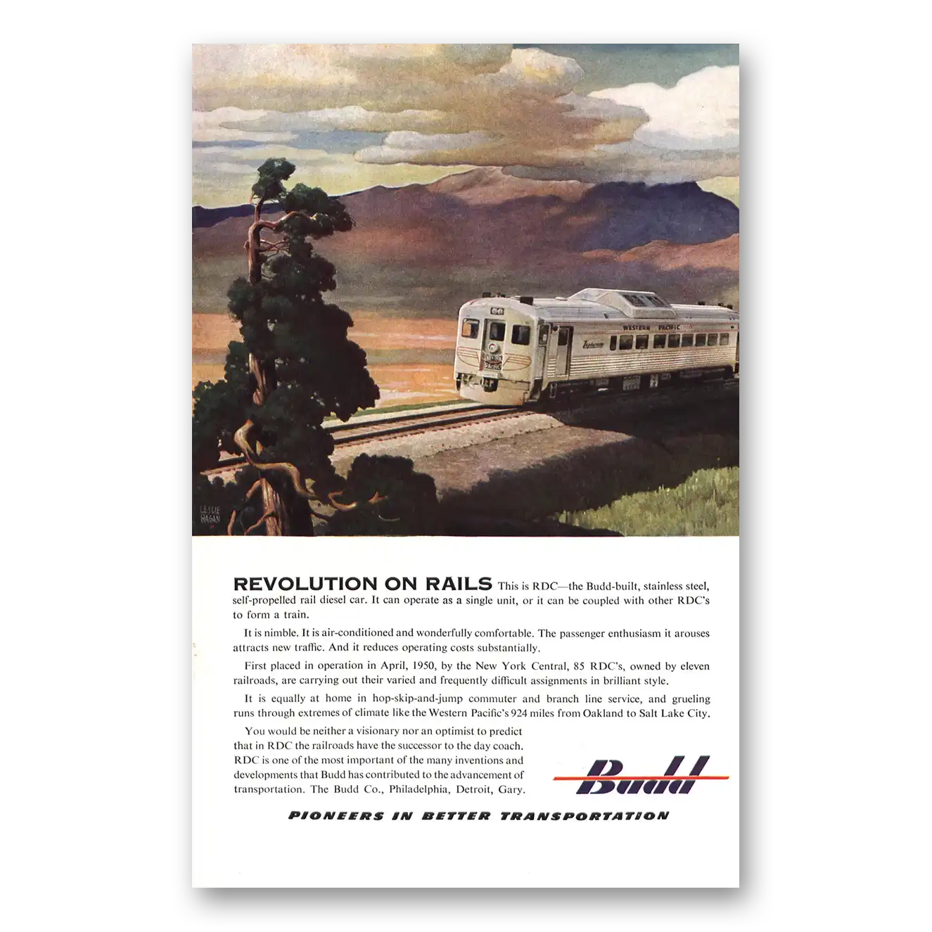 1952 Budd Revolution on Rails Vintage Magazine Print Ad