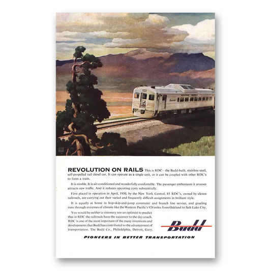 1952 Budd Revolution on Rails Vintage Magazine Print Ad