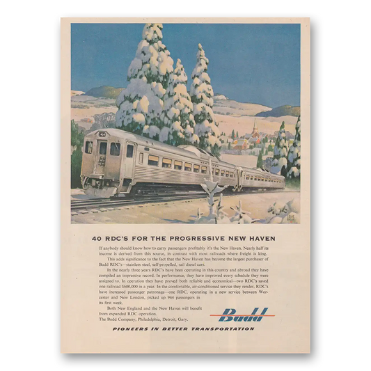 1952 Budd RDCs for the Progressive New Haven Vintage Magazine Print Ad