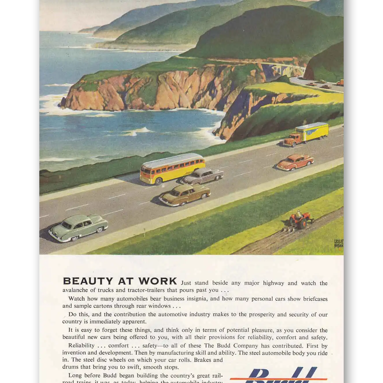 1952 Budd Beauty at Work Vintage Magazine Print Ad