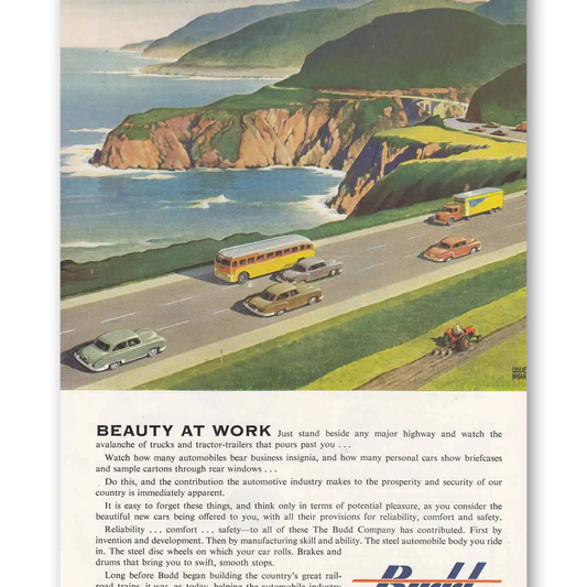 1952 Budd Beauty at Work Vintage Magazine Print Ad