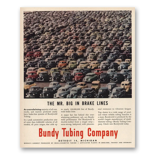 1952 Bundy Tubing Mr Big In Brake Lines Vintage Magazine Print Ad