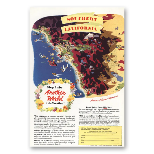 1952 Southern California Step Into Another World Vintage Magazine Print Ad