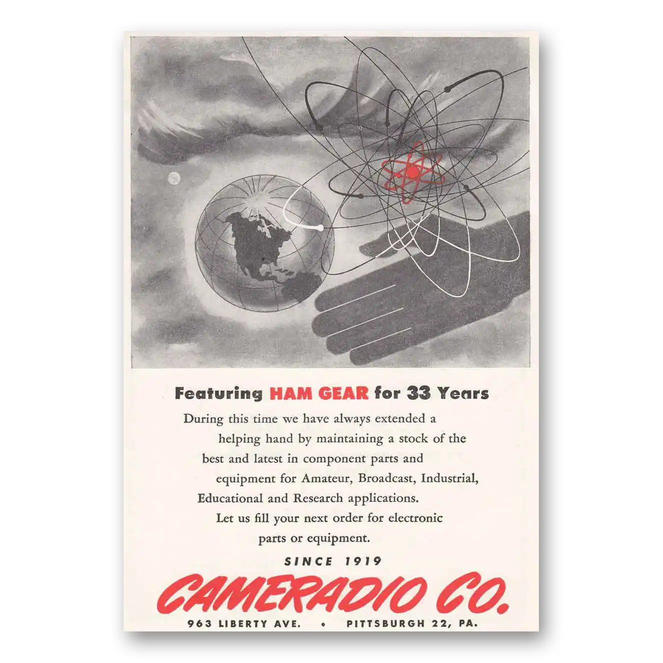 1952 Cameradio Ham Gear Featuring Ham Gear for 33 Years Vintage Magazine Print Ad