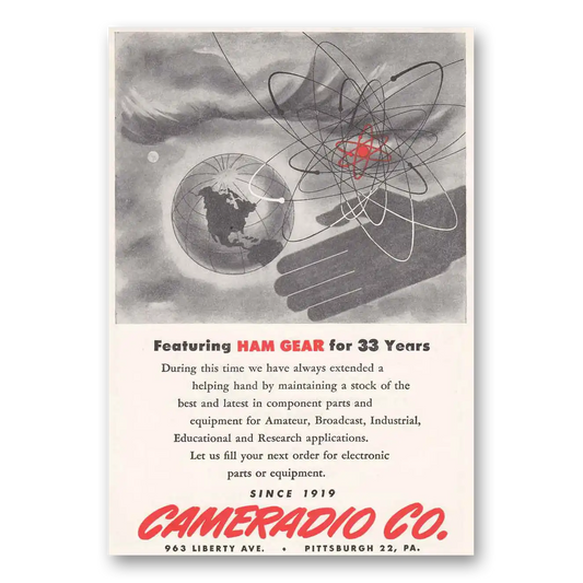 1952 Cameradio Ham Gear Featuring Ham Gear for 33 Years Vintage Magazine Print Ad