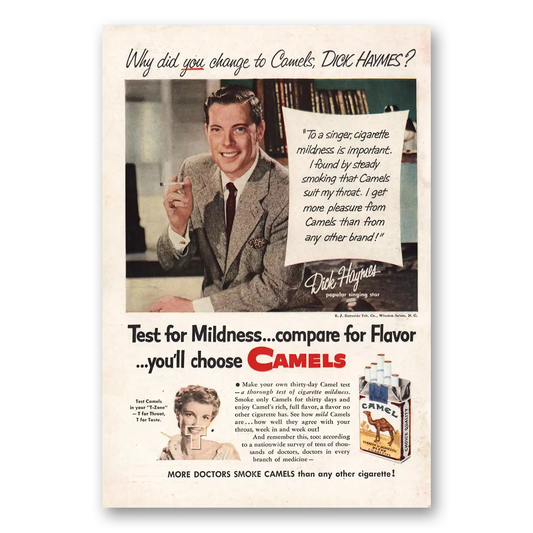 1952 Camel Cigarettes Dick Haymes Vintage Magazine Print Ad