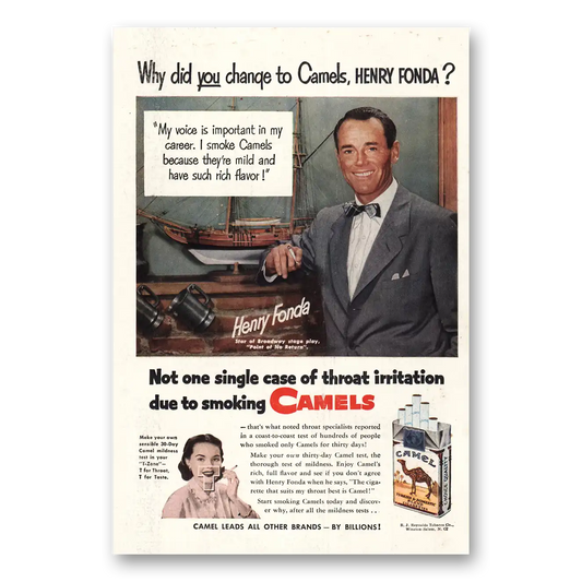 1952 Camel Cigarettes Henry Fonda Vintage Magazine Print Ad