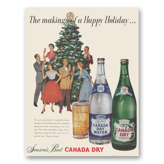 1952 Canada Dry Happy Holiday Vintage Magazine Print Ad