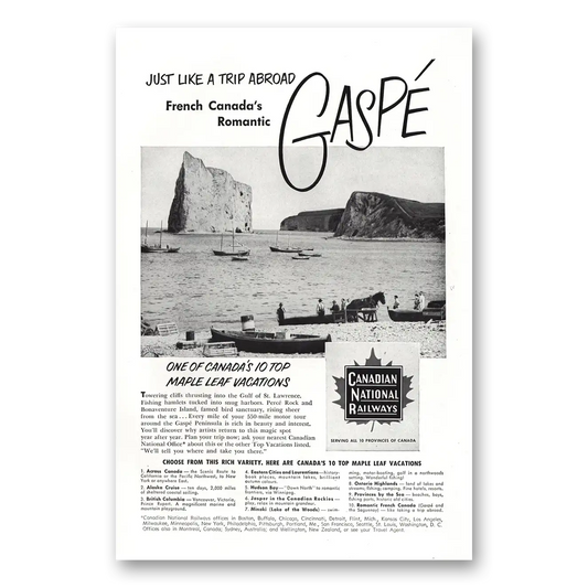 1952 Canadian National Railways French Canadians Romantic Gaspe Vintage Magazine Print Ad