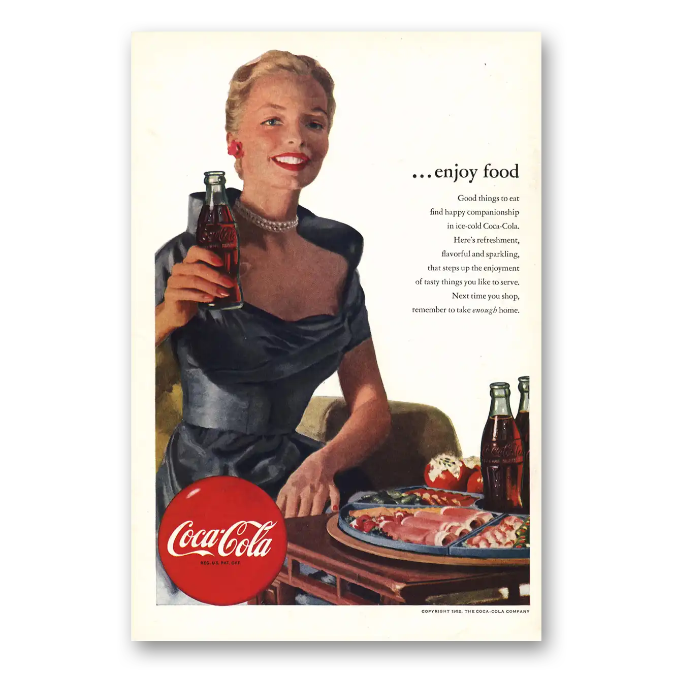 1952 Coca Cola Good Things to Eat Vintage Magazine Print Ad