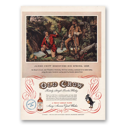 1952 Old Crow Whiskey Discovers His Spring Vintage Magazine Print Ad