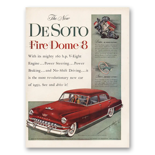 1952 DeSoto Fire Dome 8 Vintage Magazine Print Ad