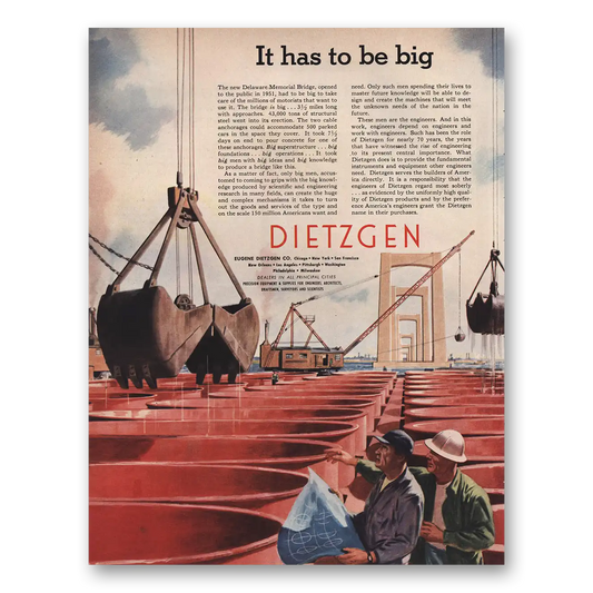 1952 Dietzgen Has To Be Big Vintage Magazine Print Ad