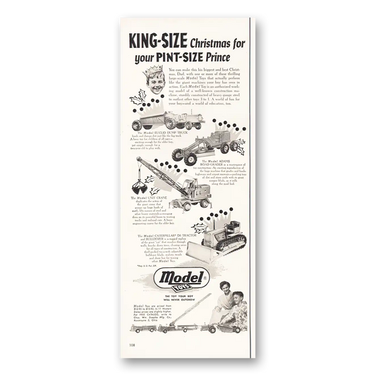 1952 Doepke Model Toys Christmas Pint Size Prince Vintage Magazine Print Ad