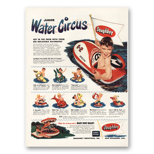 1952 Doughboy Pools Water Circus Pool Floats Vintage Magazine Print Ad