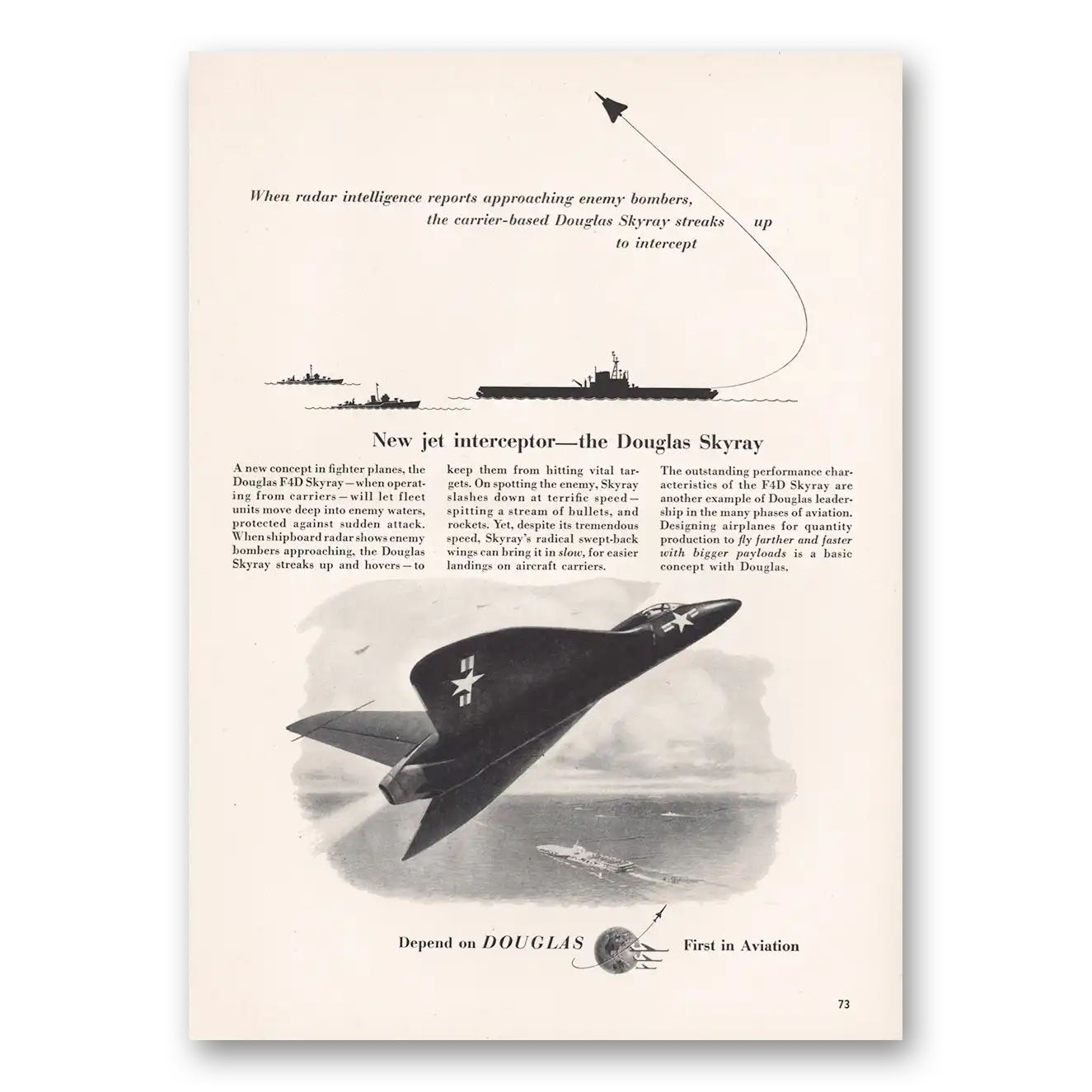 1952 Douglas Skyray Skyray Jet Interceptor Vintage Magazine Print Ad