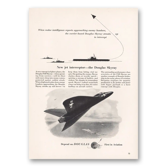 1952 Douglas Skyray Skyray Jet Interceptor Vintage Magazine Print Ad