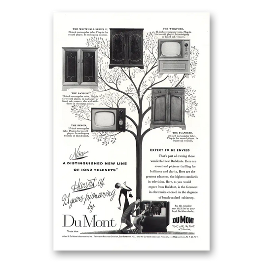 1952 DuMont Television Whitehall Wickford Banbury Vintage Magazine Print Ad