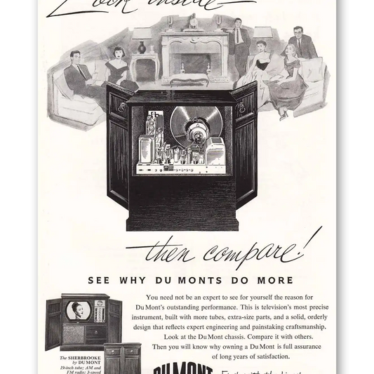 1952 DuMont Television Sherbrooke Look Inside Vintage Magazine Print Ad