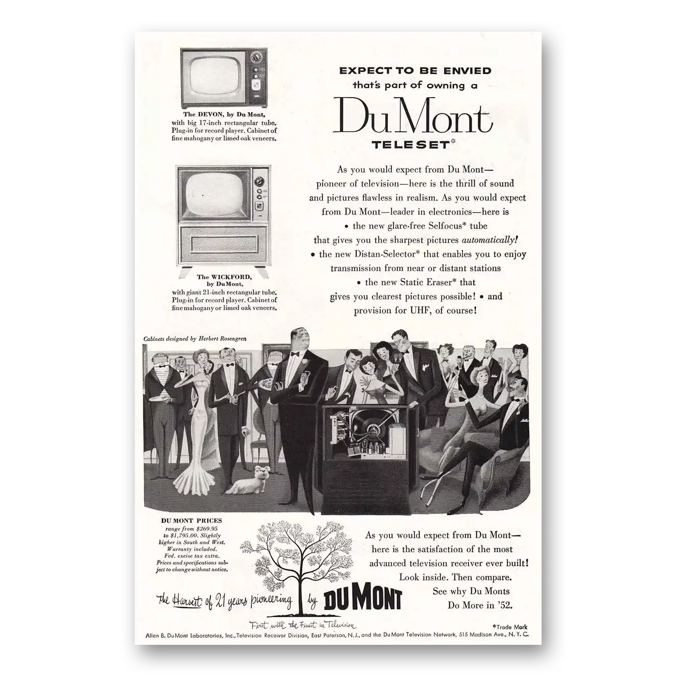 1952 DuMont Television Teleset Expect to be Envied Vintage Magazine Print Ad