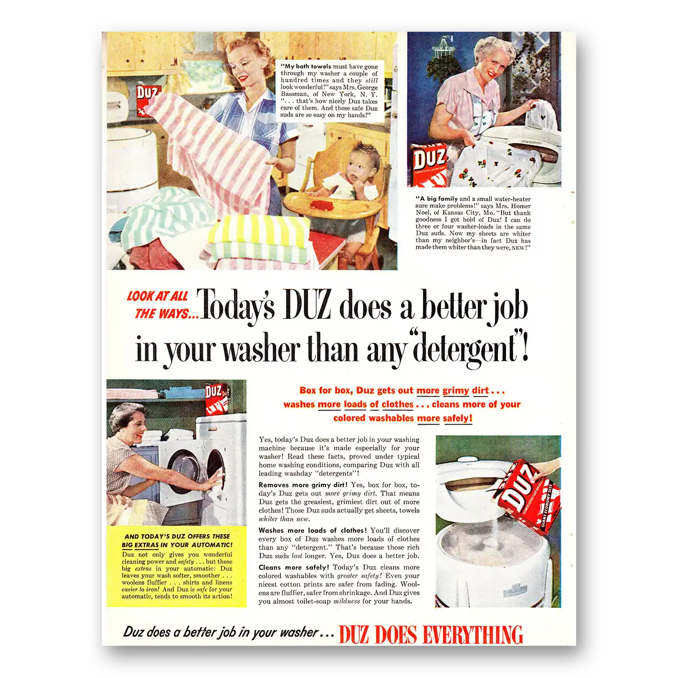 1952 Duz Detergent Box for Box Vintage Magazine Print Ad