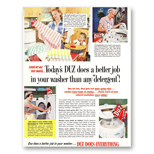 1952 Duz Detergent Box for Box Vintage Magazine Print Ad