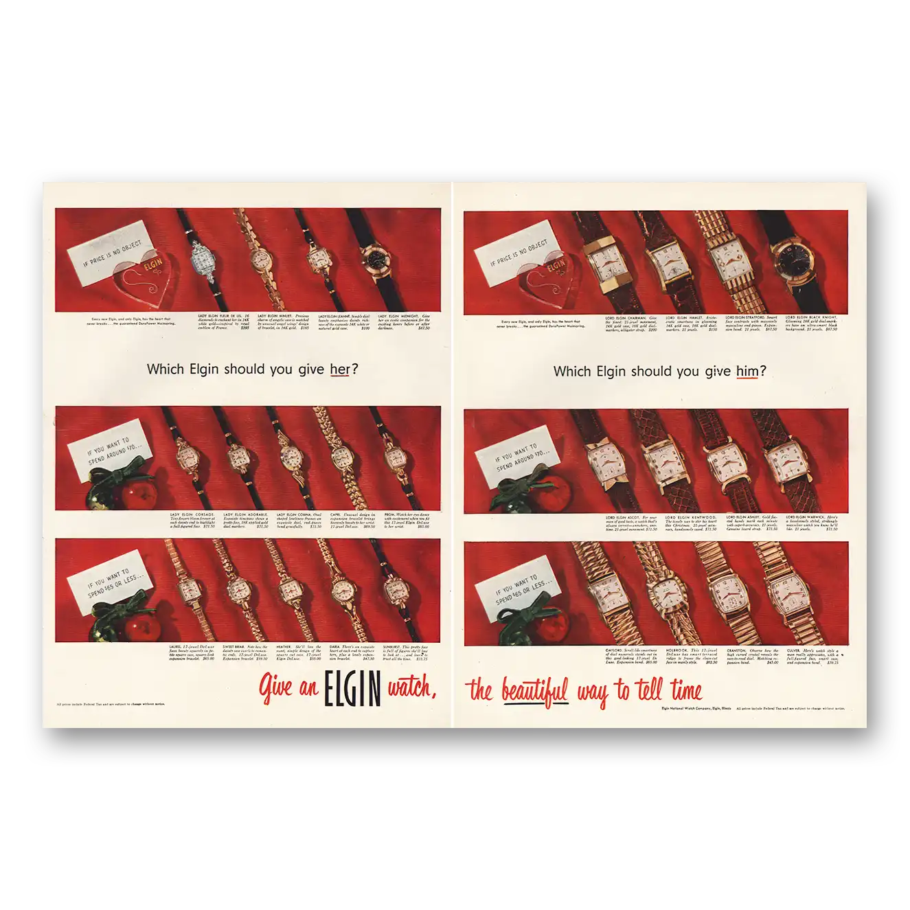 1952 Elgin Watch Which Elgin Should You Give Vintage Magazine Print Ad