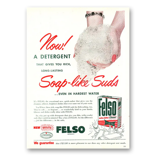 1952 Felso Cleaner Detergent Detergent Soap Like Suds Vintage Magazine Print Ad