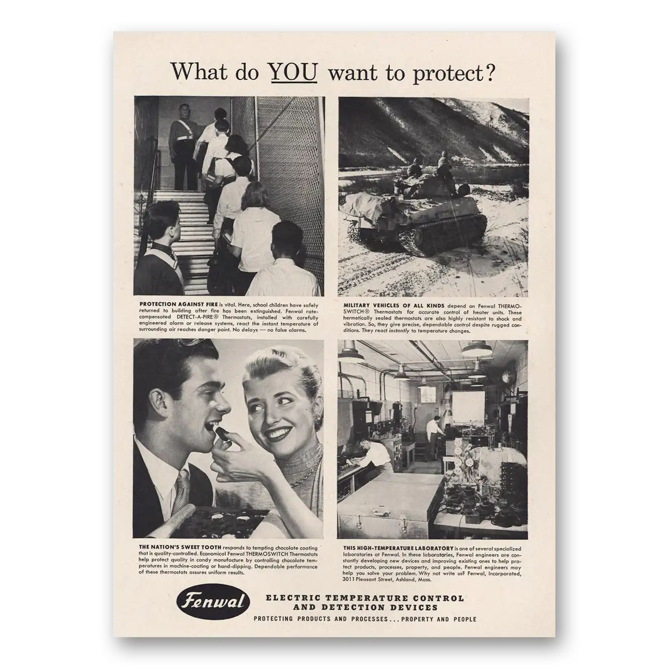 1952 Fenwal Electric Temperature Control What Do You Want to Protect Vintage Magazine Print Ad