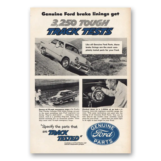 1952 Ford Parts and Service 3250 Tough Track Tests Vintage Magazine Print Ad