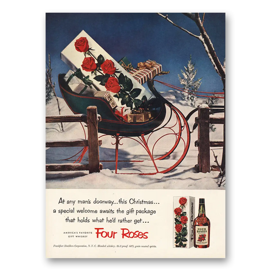 1952 Four Roses Any Mans Doorway Vintage Magazine Print Ad