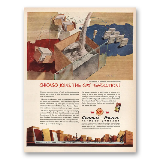 1952 Georgia Pacific Chicago Joins GPX Revolution Vintage Magazine Print Ad