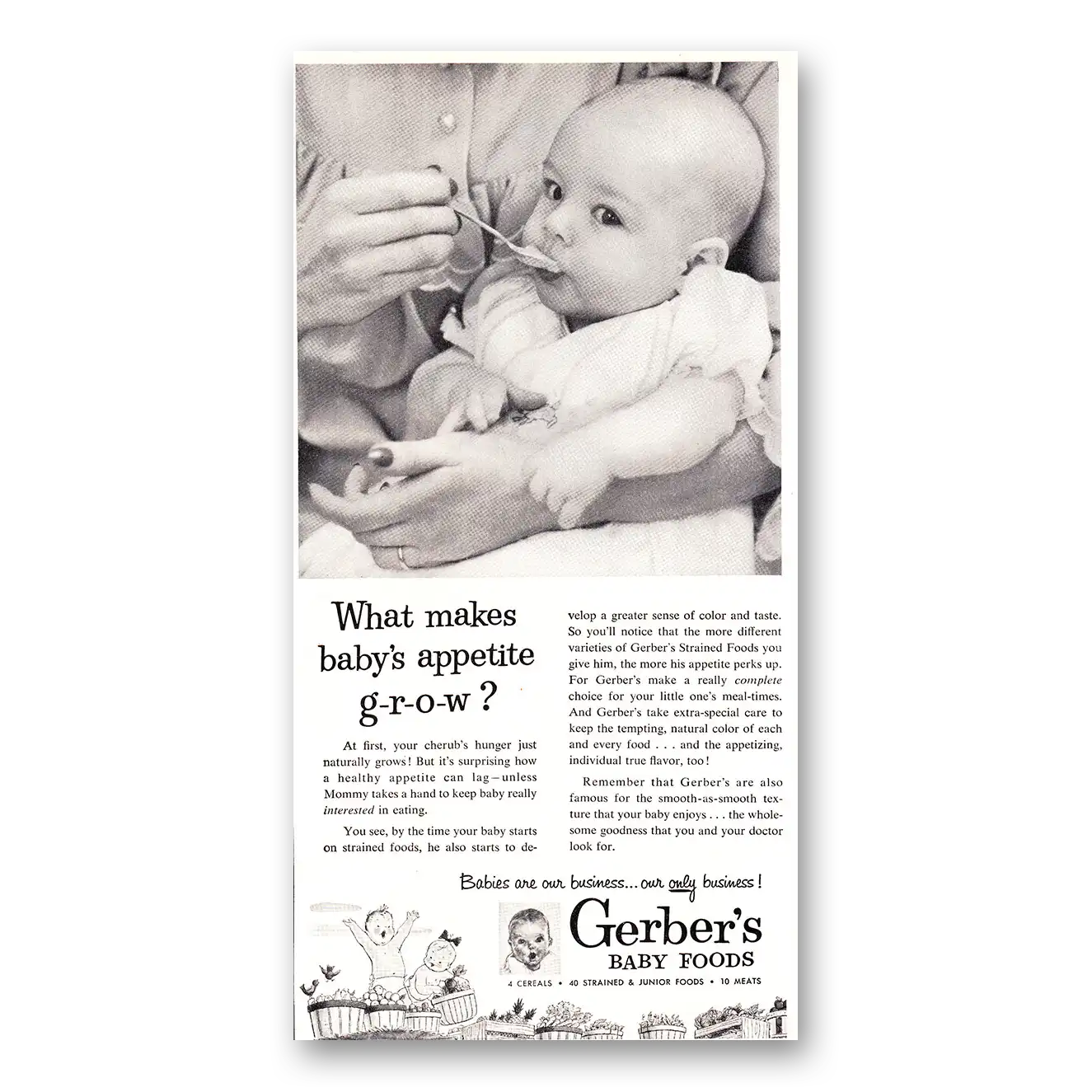 1952 Gerbers Baby Foods Baby Foods Appetite Grow Vintage Magazine Print Ad