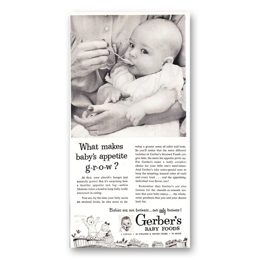 1952 Gerbers Baby Foods Baby Foods Appetite Grow Vintage Magazine Print Ad