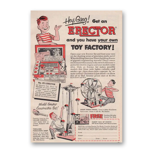 1952 Gilbert Hall of Science Toy Factory Vintage Magazine Print Ad