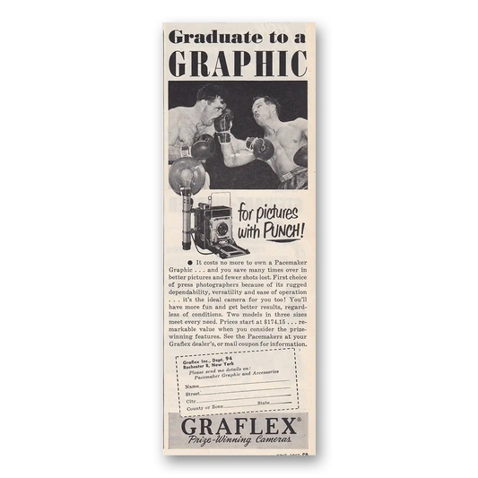 1952 Graflex Cameras Pictures With Punch Vintage Magazine Print Ad