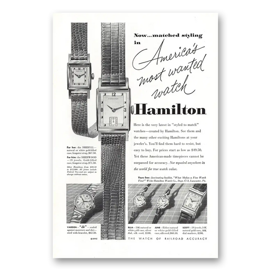 1952 Hamilton Watch Americas Most Wanted Watch Vintage Magazine Print Ad