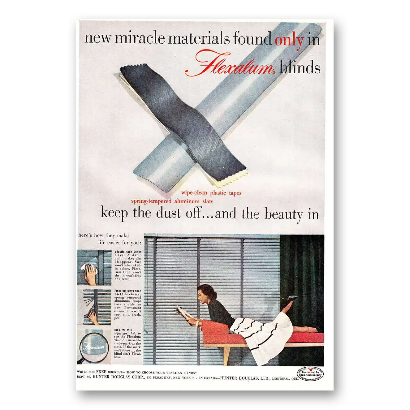 1952 Hunter Douglas Flexalum Blinds Vintage Magazine Print Ad